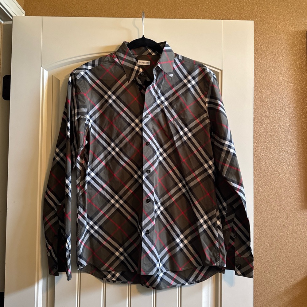 Burberry Check Cotton Long Sleeve Shirt . Size Medium